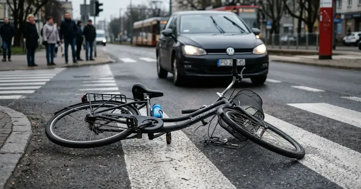 Wjechał rowerem na przejście dla pieszych i doszło do potrącenia. Kto jest winny?