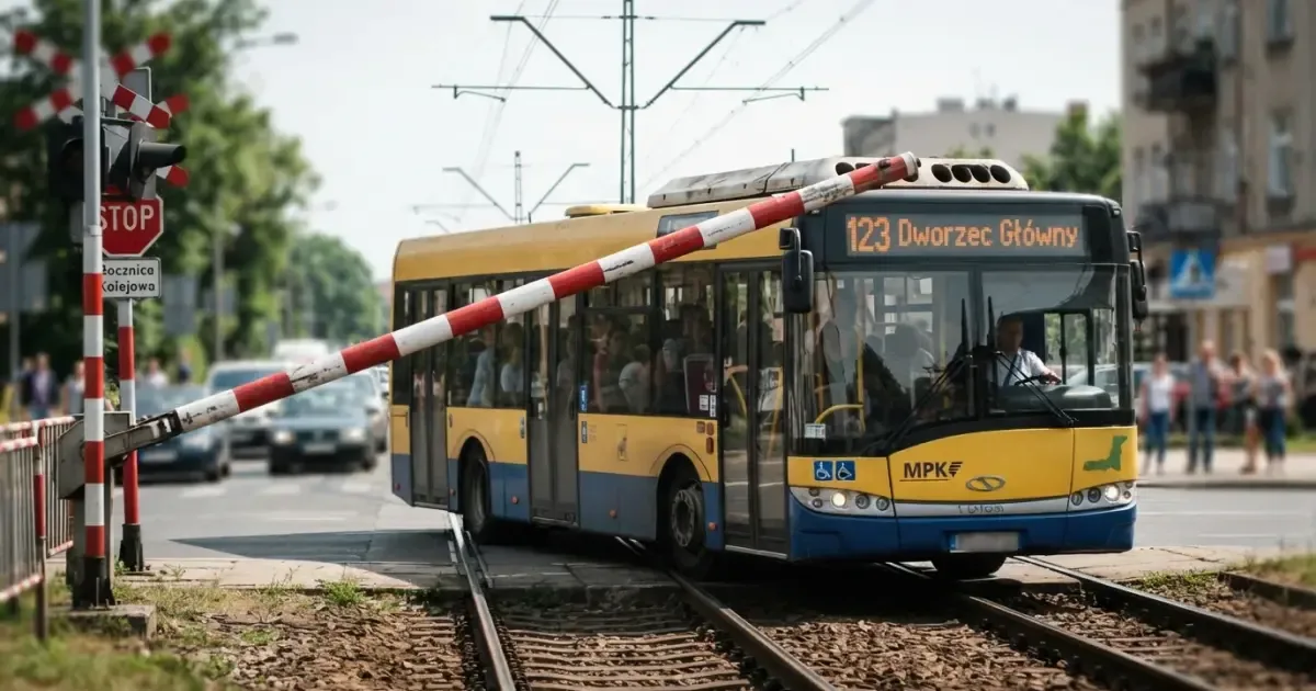 Autobus utknął na przejeździe kolejowym. W środku zaczęła się panika
