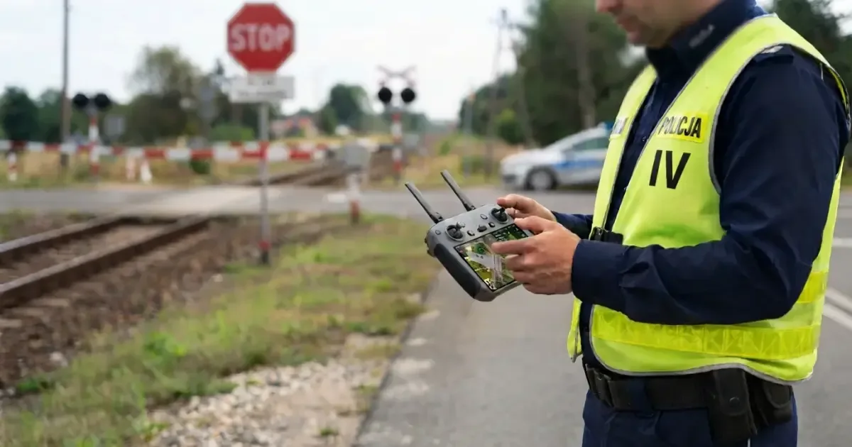 Policjanci użyli drona. Na przejeździe kolejowym posypały się mandaty