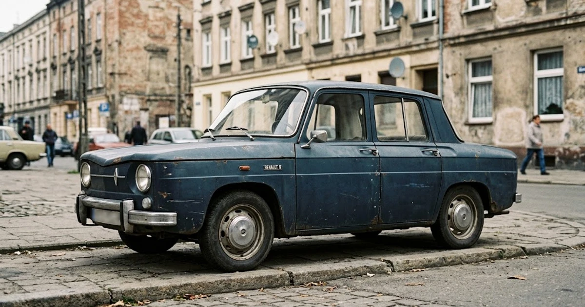 Renault 8 na czarnych tablicach w Łodzi: rzadkie znalezisko typu barnfind